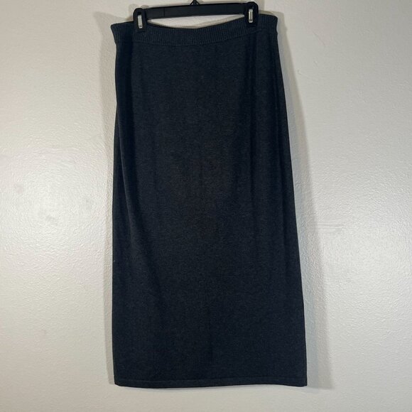 J. Jill Knit Cotton Silk Blend Dark Gray Pull On Elastic Waist Maxi Skirt Small‎ - Picture 7 of 7